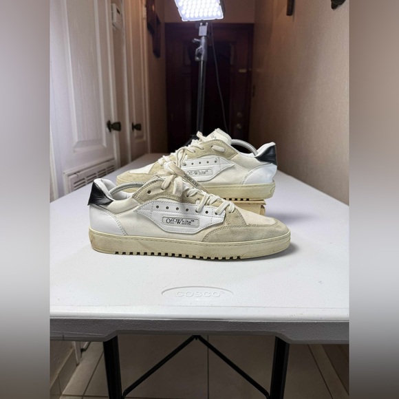 Used Off-White White/Grey Canvas and Suede 5.0 Low Top Sneakers Sz 44 / US 11 - Picture 1 of 14